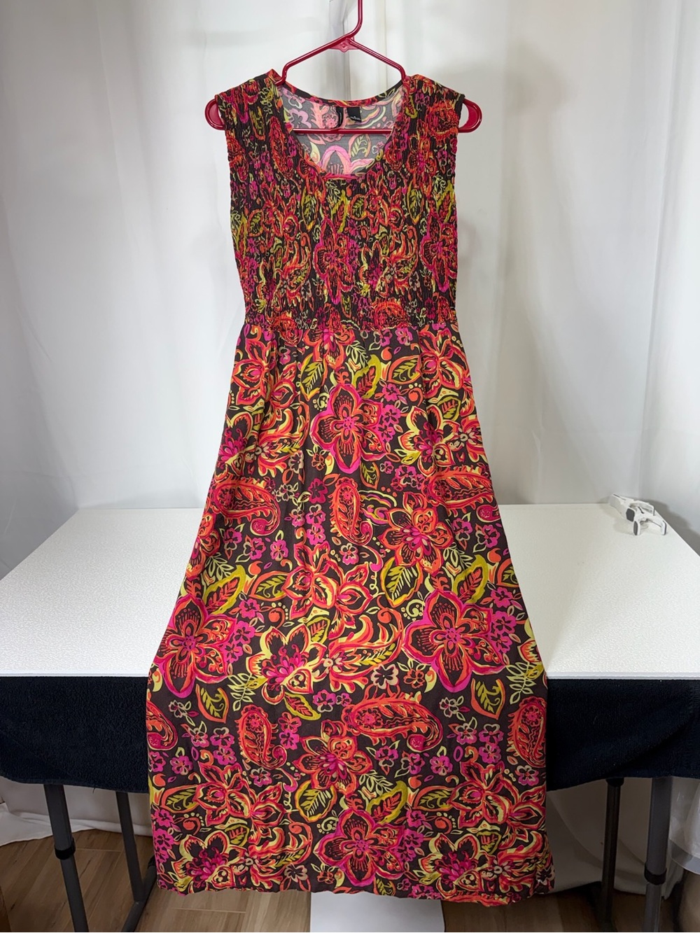 new directions Vibrant Floral Paisley Maxi Dress in Pink and Yellow 3795